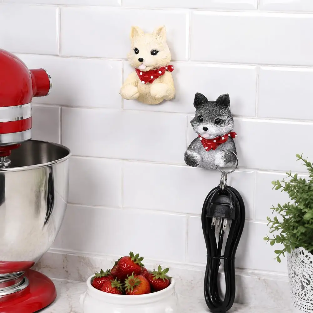 Cute Puppy Power Cord Organizer Wall Mounted Plugs Hook Puppy Power Outlet Hook Self-adhesive Wall Mount Cable for Phone