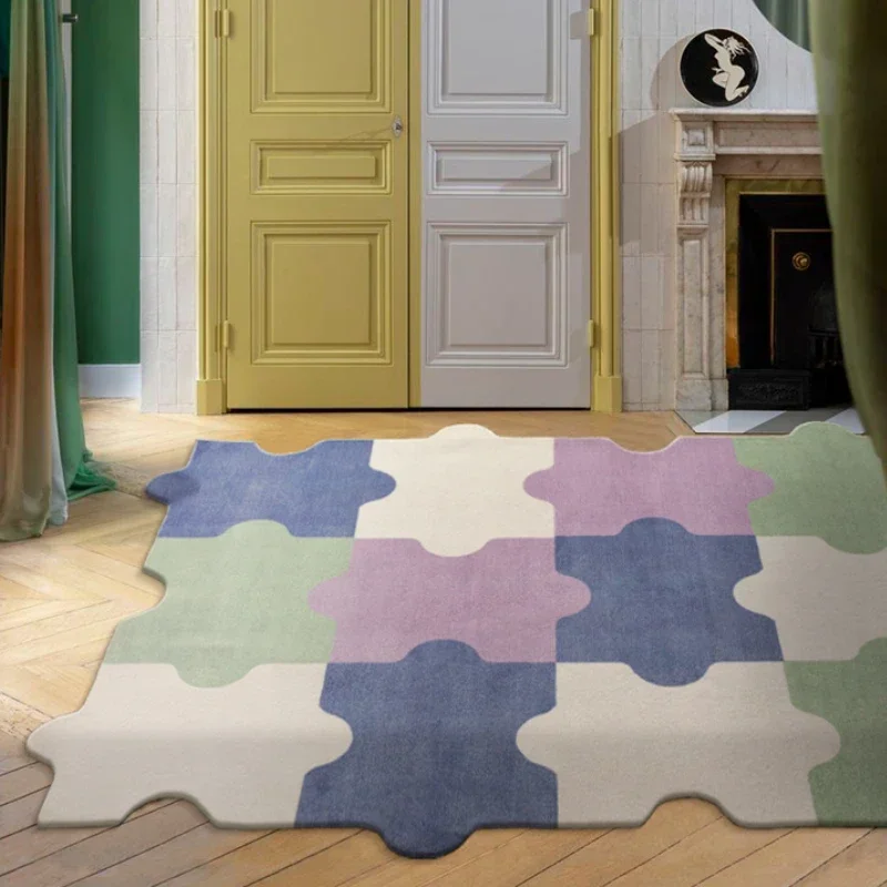 Creative Style Carpets for Living Room Luxury Bedroom Decor Puzzle Shaped Rug Home Plush Floor Mat Fluffy Soft Washable Carpet