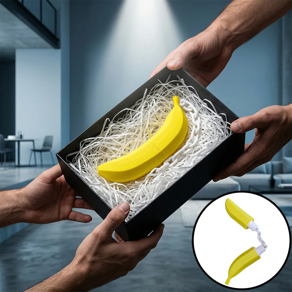 

Creative 3D Printed Banana Nunchucks Simulation Fruit Thumb Chucks Simulation Fruit Props Realistic Banana Folding