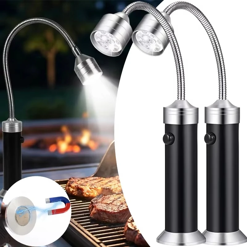 Portable BBQ Grill Light Magnetic Soft Tube Work Light 360 ° Adjustable Lighting Lamp Flashlight Magnetic Base Outdoor Lighting