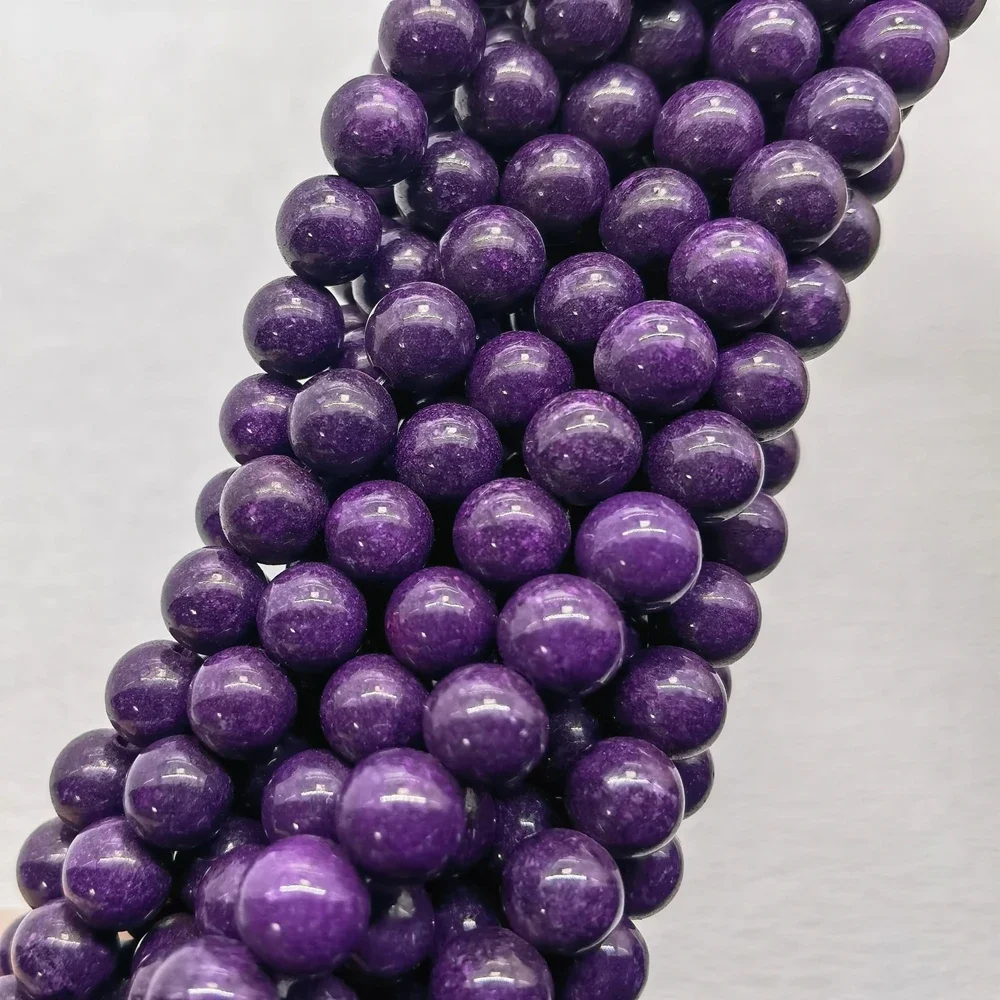 Natural Stone Beads Dark Purple Chalcedony Jade Round Beads for Jewelry Making Diy Charms Bracelet Necklace 15