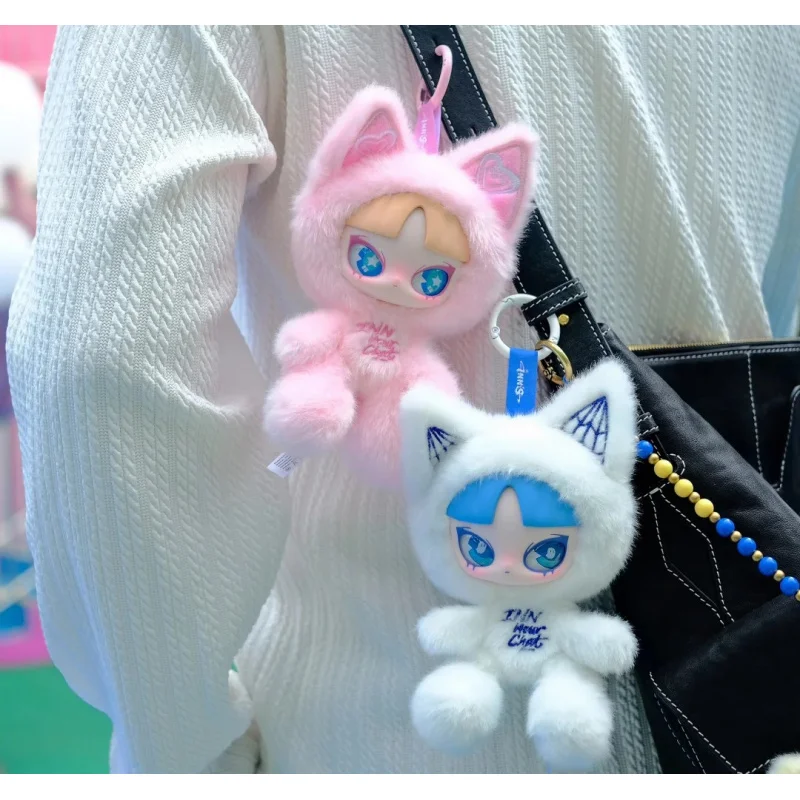 INNS Cat Inn Your Chat Series صندوق أعمى غامض منفوش Kawaii قطيفة دمية على ظهره قلادة تحصيل لعبة عصرية هدية مفاجئة