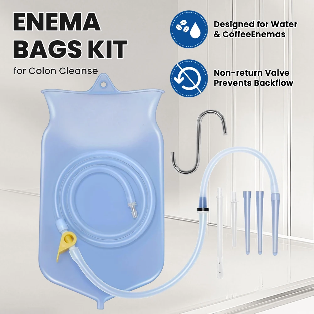 2L Silicone Enema Bag Reusable Colon Cleansing System Feminine Vaginal Anal Washing Douche Medical Grade Enteroclysm Tool