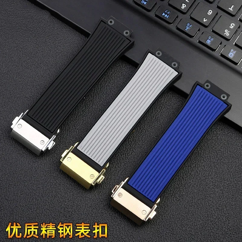 อุปกรณ์เสริมนาฬิกา 27 มม.x 17 มม.สําหรับ HUBLOT Series สายนาฬิกาซิลิโคน 22 มม.หัวเข็มขัดยางผู้ชายเข็มขัดสายรัดข้อมือสร้อยข้อมือ