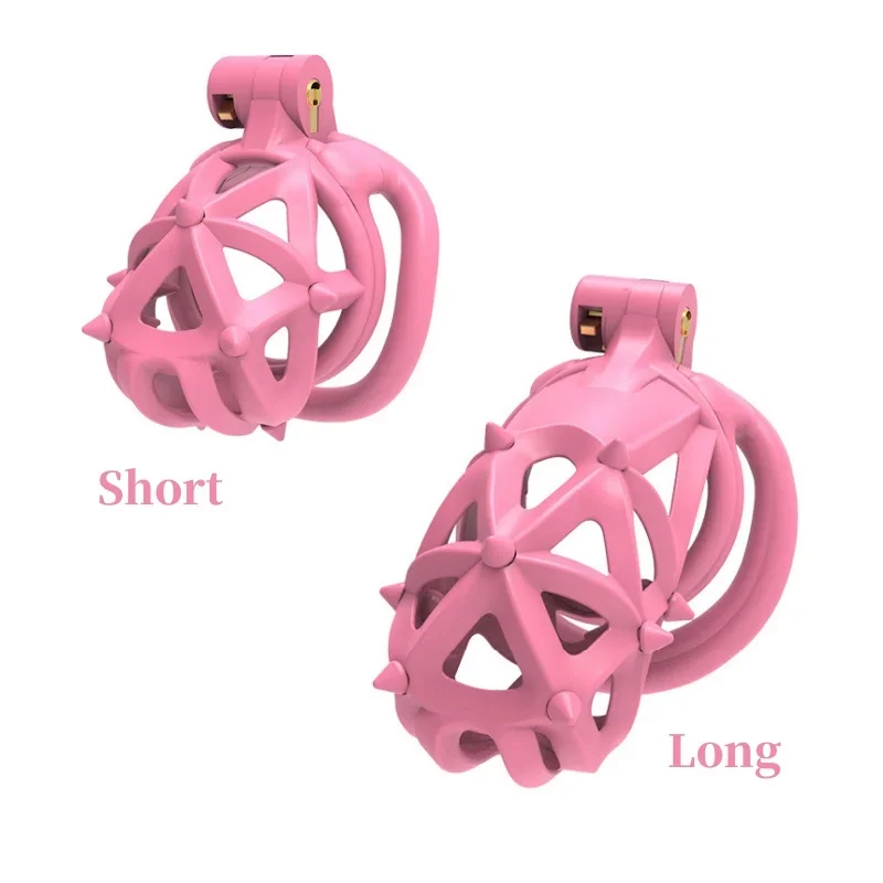 Новинка 2024 розовая Съемная клетка верности с шипами длинная/короткая с 4 размерами кольцо для пениса Блокировка для пениса мужские товары для взрослых пары Эротика 18