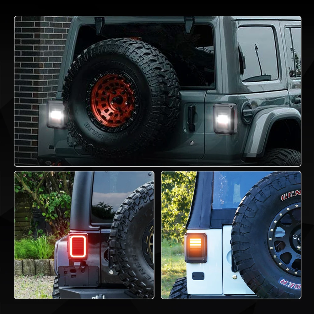 2 pçs led luz da cauda para jeep wrangler jk freio reverso turn signal lâmpada de back up estacionamento traseiro parar luz drl 12v acessórios do carro