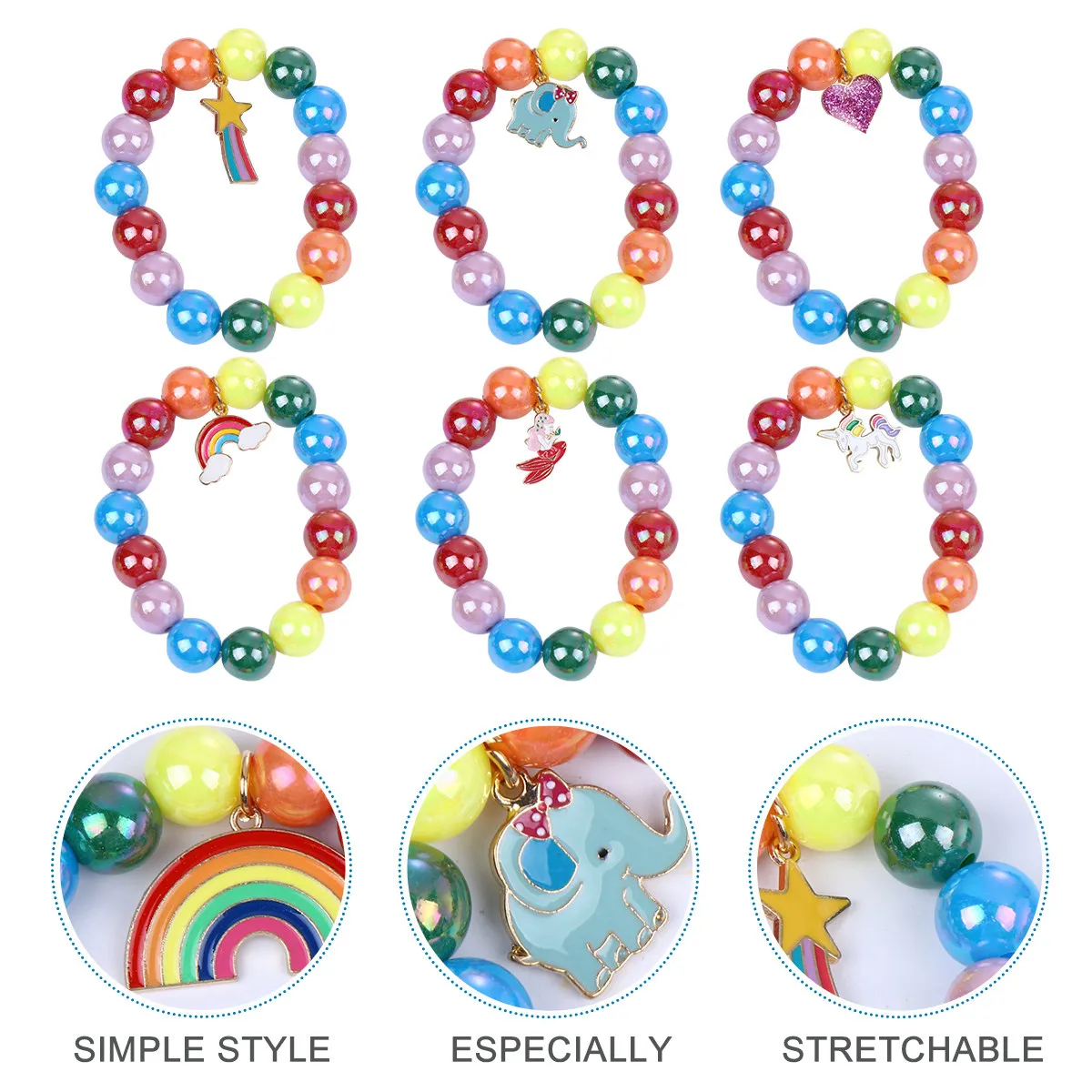 9Pcs Children Bracelets Handmade Rainbow Beaded Set Perfect Gift Birthday Festival Fashion Bracelets Women Jewelry