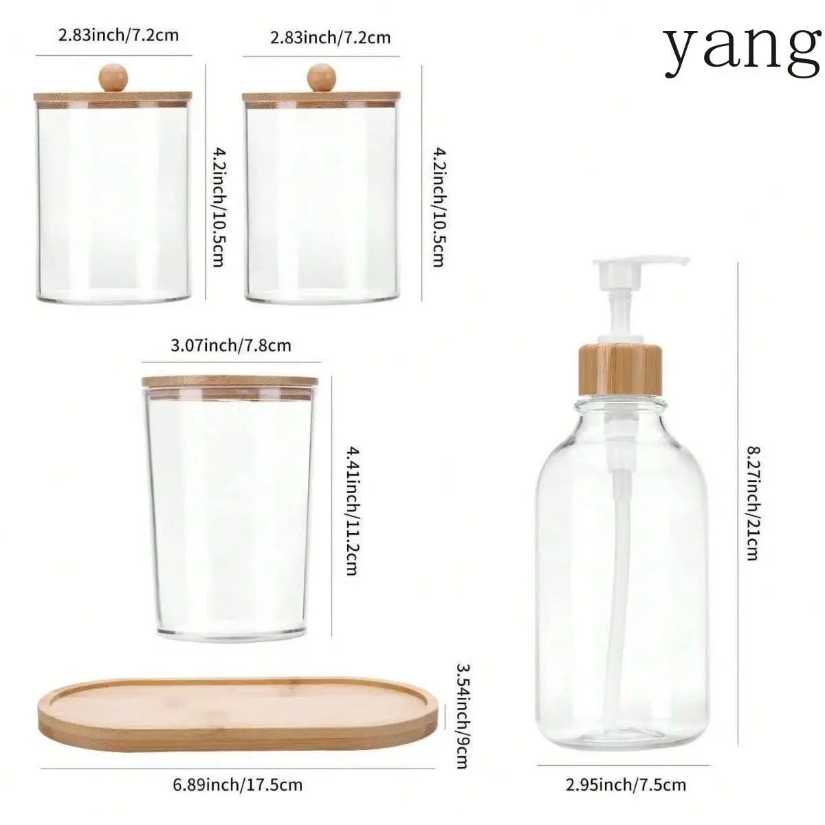 CX transparent Alec bamboo cover hand sanitizer bottle toothbrush cup bathroom 4-piece set