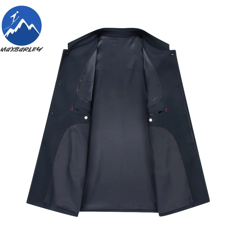 Maxbarley 2025 New Trench Coat Men Trendy Designer Single Breasted Long Windbreaker Coat Man Spring Autumn Elegant Lapel Jacket