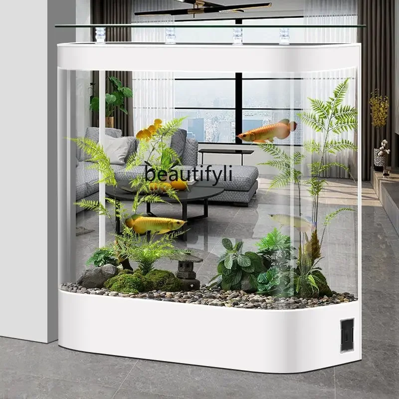 Fish tank living room medium and large fish tank aquarium glass floor screen ecological goldfish tank