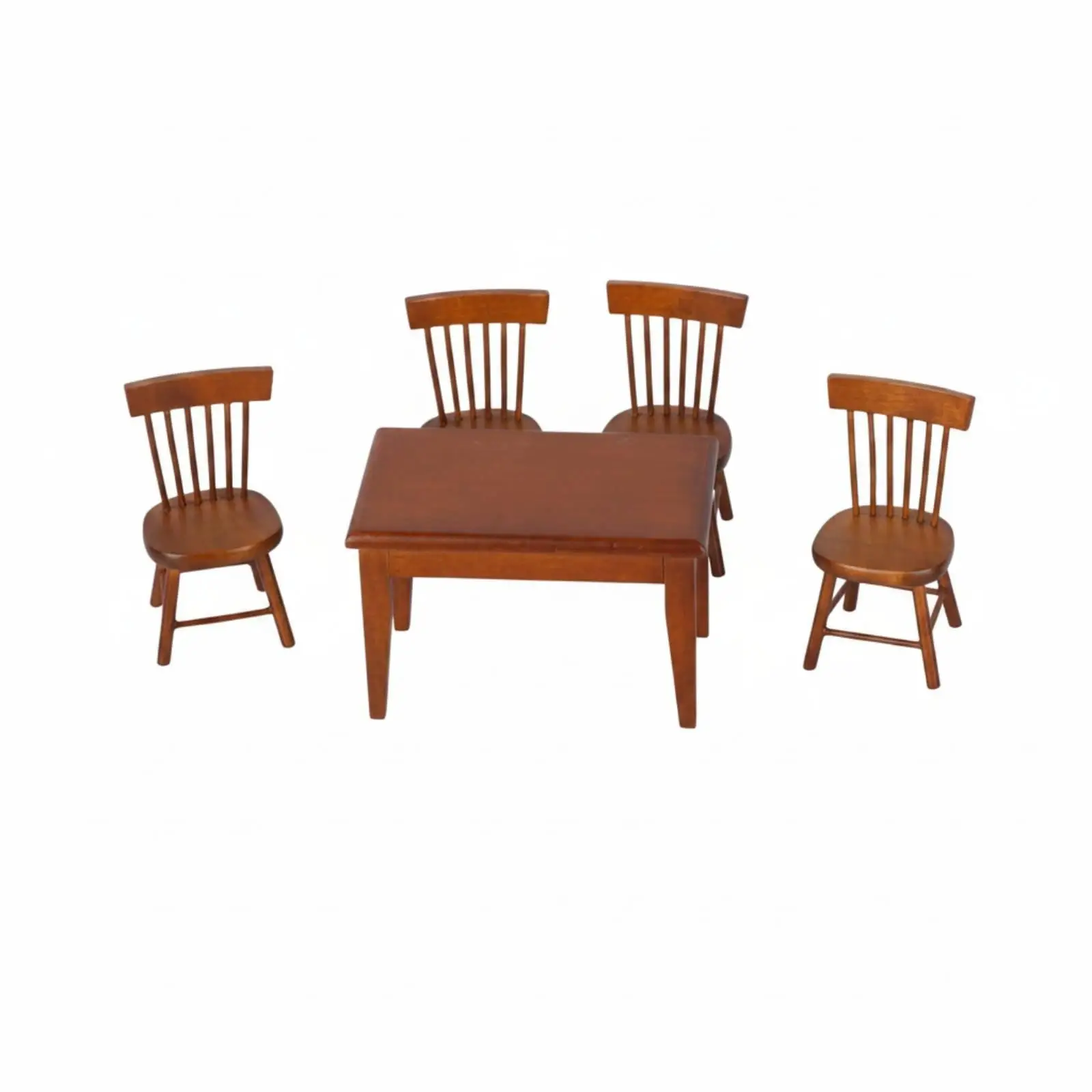 Dollhouse Dining Table and Chair Set for Miniature Room Decor Wooden Furniture 1 12 Scale