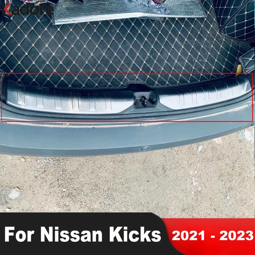 

Автомобильные аксессуары для Nissan Kicks 2021 2022 2023, стальная внутренняя задняя крышка бампера, накладка на порог задней двери, защитная накладка