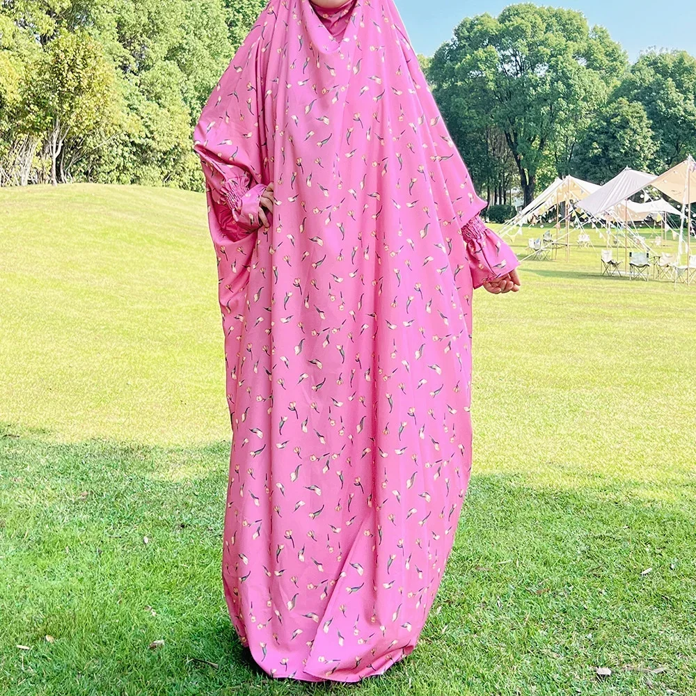 

Women Floral Print Prayer Dress Hooded Abaya Eid Djellaba Abayas Muslim Islam Clothing Arabic Robe Dubai Turkey Kaftan Jalabiya