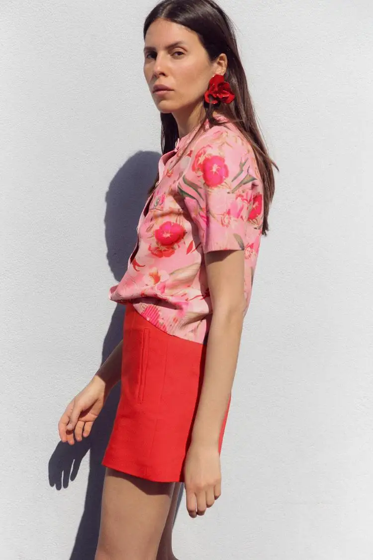 Neue Sommer 2025 Damen Modische Blumenmuster Strickjacke Oberbekleidung Locker Sitzend Rundhals Polyesterfaser Mantel