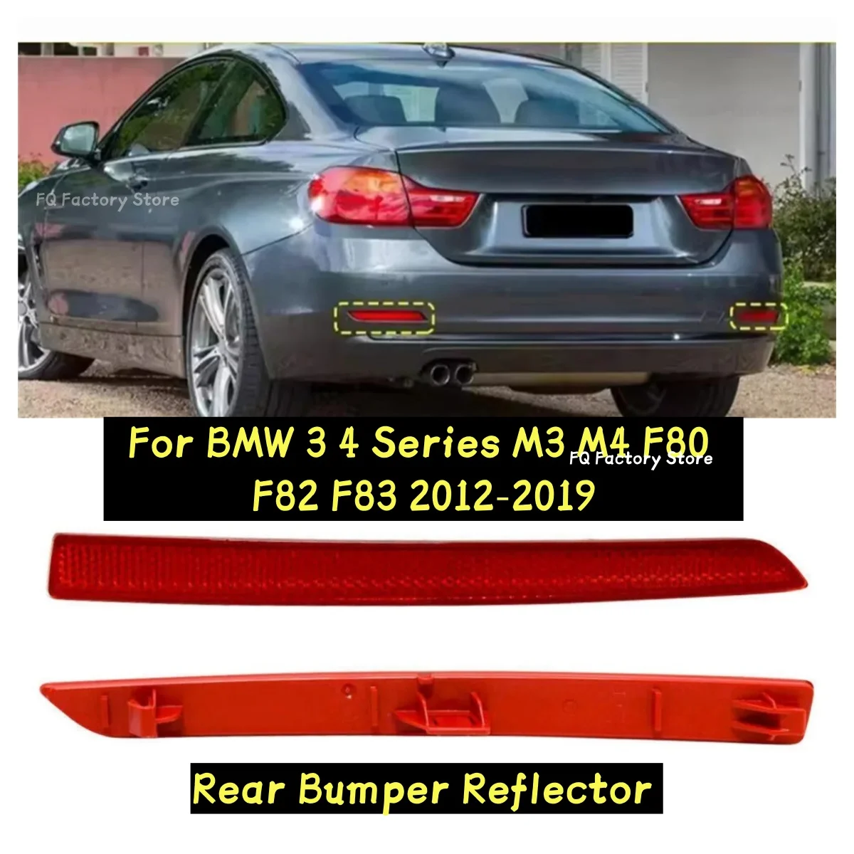Car Rear Bumper Reflector For BMW 3 4 Series M3 M4 F80 F82 F83 2012-2019 Reflective Strips Warning Lamp 63147848583 63147848584