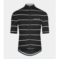Cafe Du Cycliste Summer Men's Short Sleeve Cycling Jerseys Quick Dry Breathable Black/White Bike Clothing Ciclismo Maillot Tops