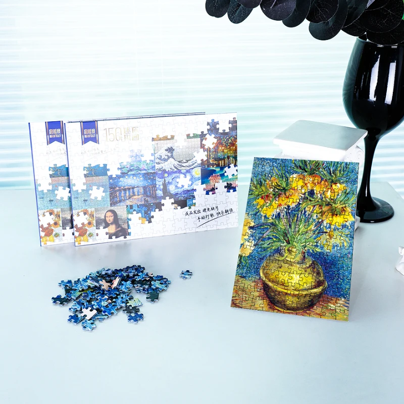 Van Gogh Fritillaria Flower Puzzle High Difficulty Mini 150pcs Puzzle Postcards Puzzle Envelope Packaging