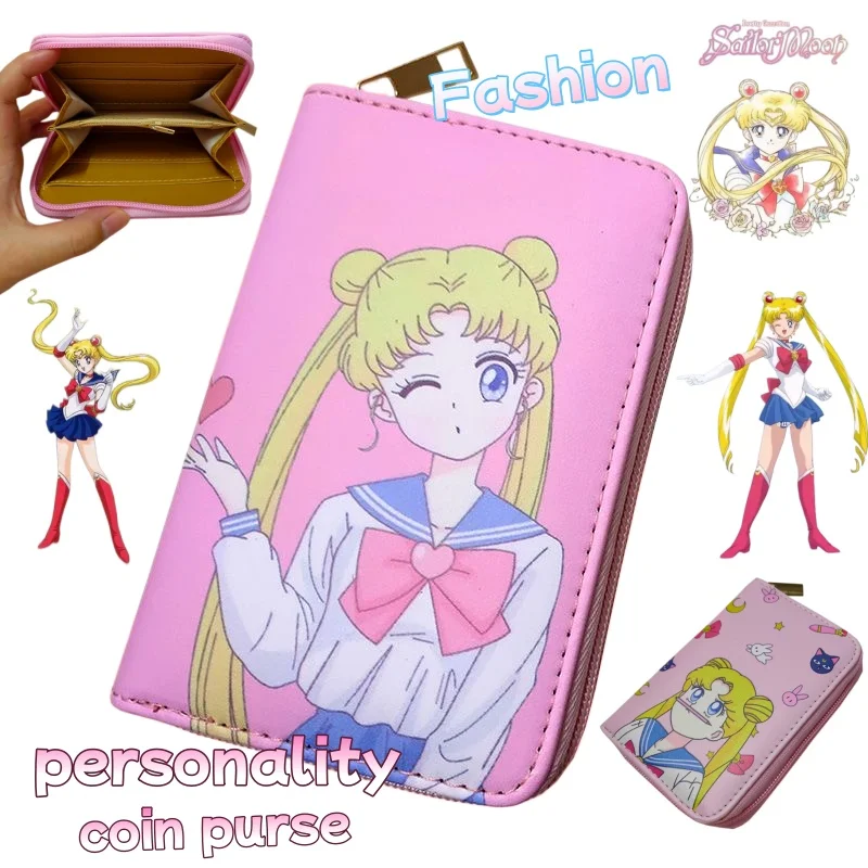 

Кошелек Сейлор Мун: Милый, модный, персонализированный, кавайный, на молнии, женский, с мультяшным принтом, кошелек-монетница, подарок на день рождения для друзей