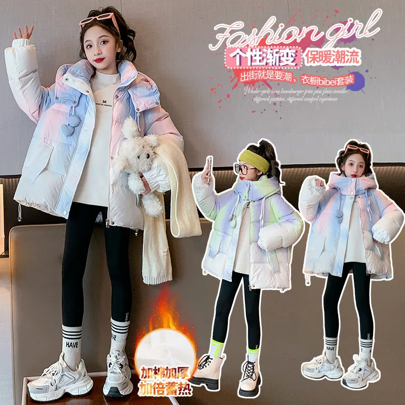 Gradation love cotton-padded winter girl thick warm cotton-padded coat coat