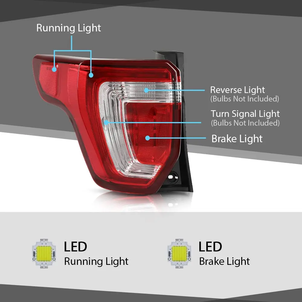 Conjunto de luz trasera Lámpara trasera izquierda compatible con Chevy Traverse 2018-2021 84618032, Gm2805130 Sin arnés de cableado y bombilla