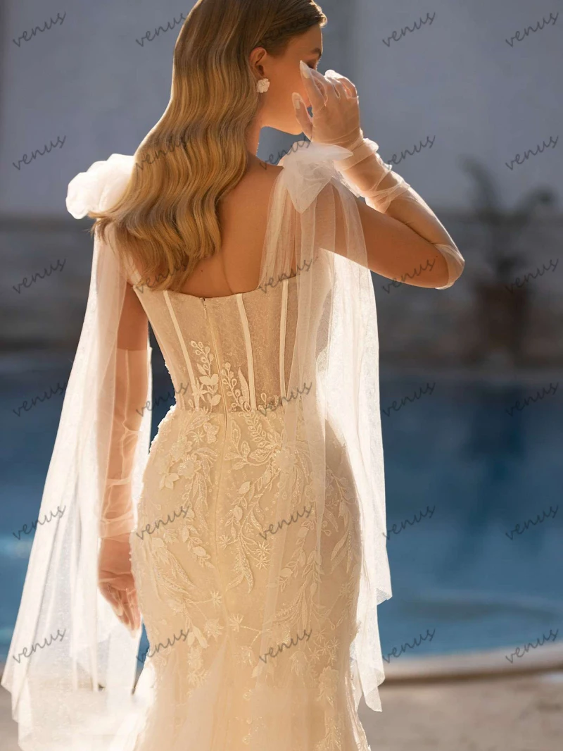 Lindos vestidos de casamento, vestidos de noiva, apliques de renda, bainha sereia, festa formal, elegante