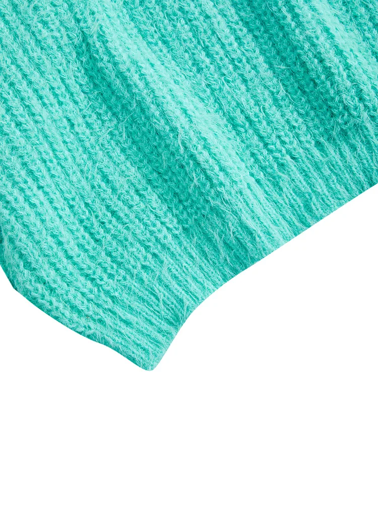 ONELINK Luxury Marten Wool Plus Size donna autunno inverno Pullover maglione con scollo a V maglia verde menta Icy Blue Oversize abbigliamento Top