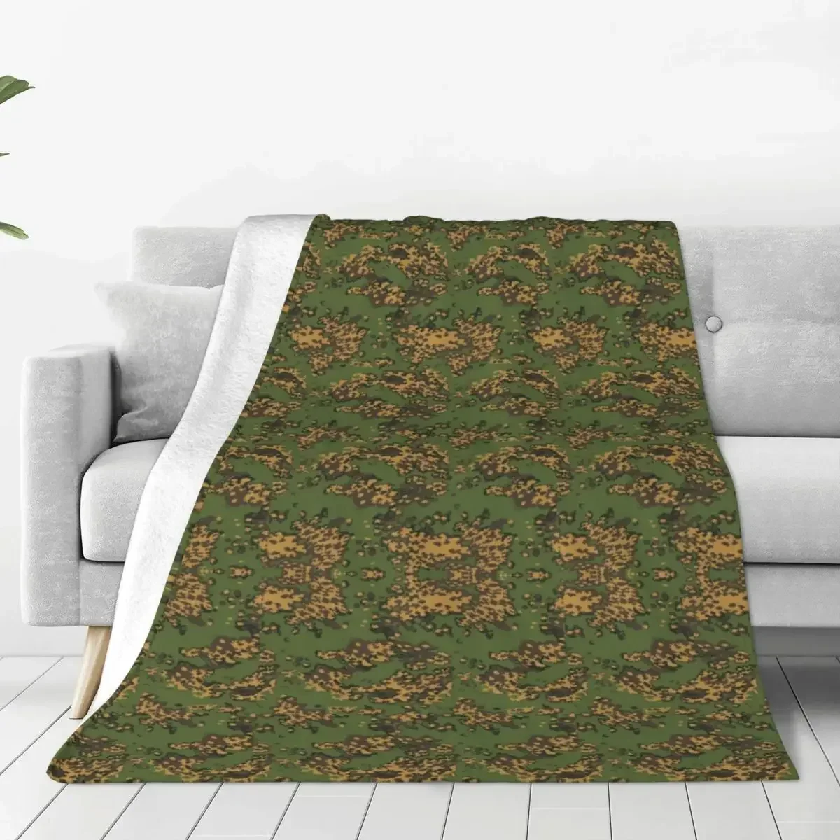 

Russian Woodland Camo Knitted Throw Blanket Soft Warm Fuzzy Decorative Bedspread for Home x Inch