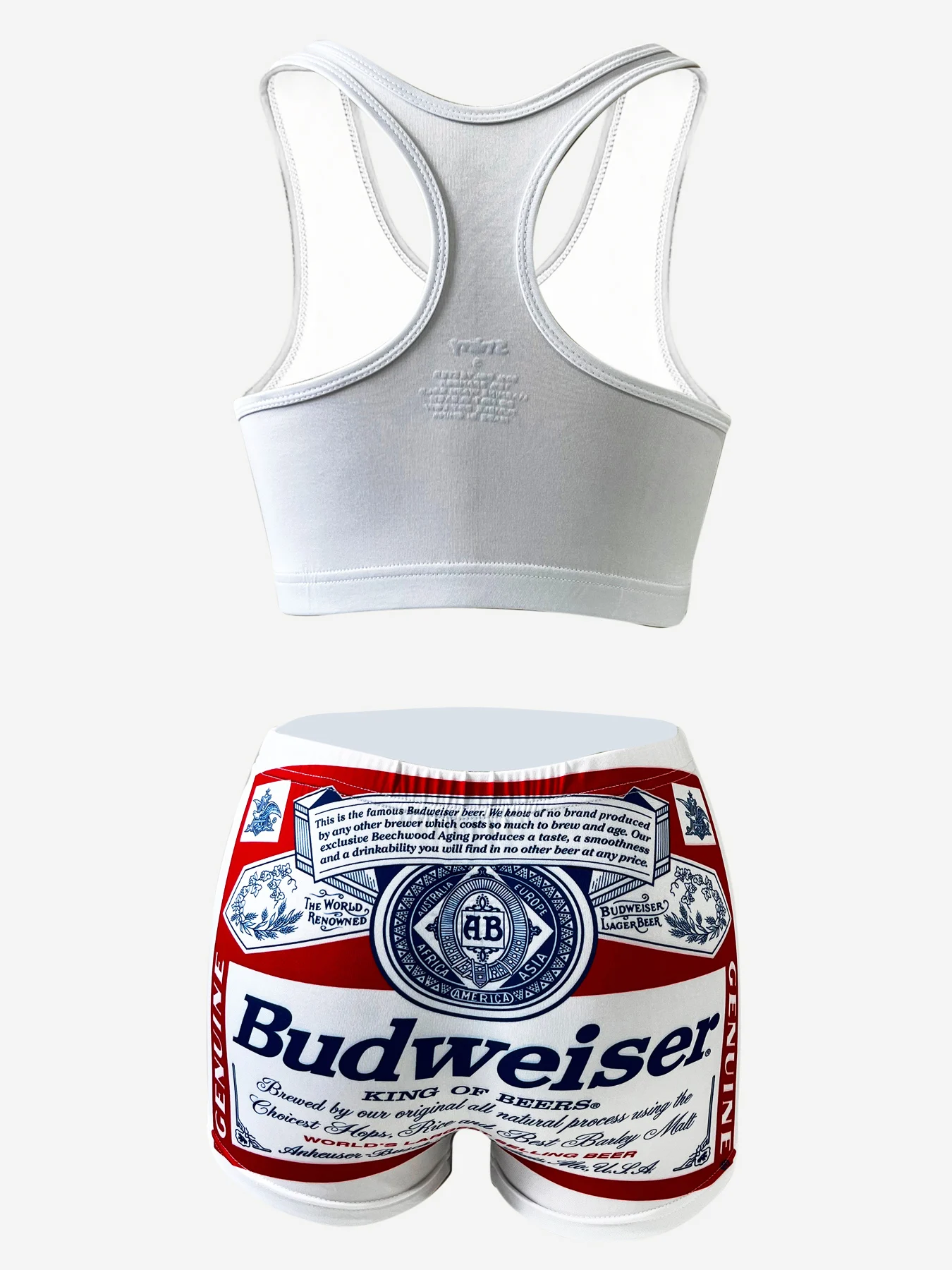 XMONSTERX Sporty Budweiser Design Summer Lingerie Set Women\'s Tank Top Bra & Underwear Lingerie Two Piece Set Plus Size