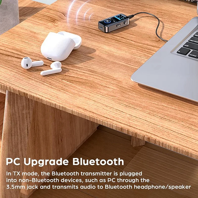 Bluetooth 5.4 Zender Ontvanger 2 In 1 Draagbare Draadloze 3.5Mm Jack AUX Audio Adapter Voor TV/PC/hoofdtelefoon/Auto Thuis