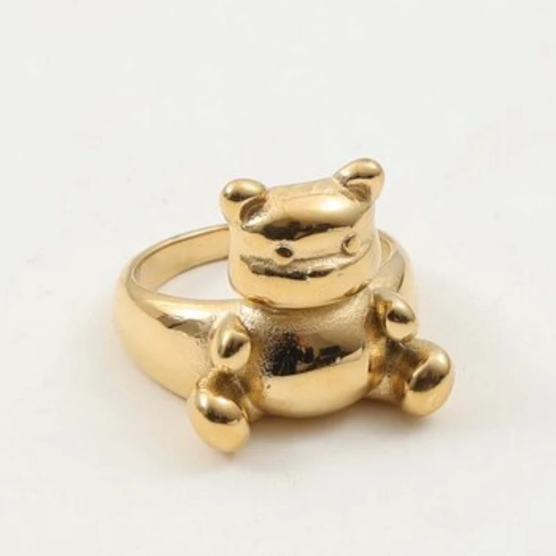 New Arrilval Cute Gold Color Bear Ring Stainless Steel Ring for Women