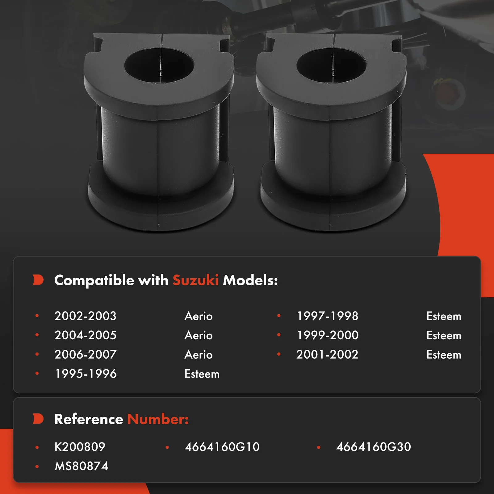 A-Premium 2x Rear To Frame Stabilizer Bar Bushing for Suzuki Aerio 2002 2003 2004 2005 2006 2007 Esteem 1995 1996 1997 1998 1999 2000 2001 2002