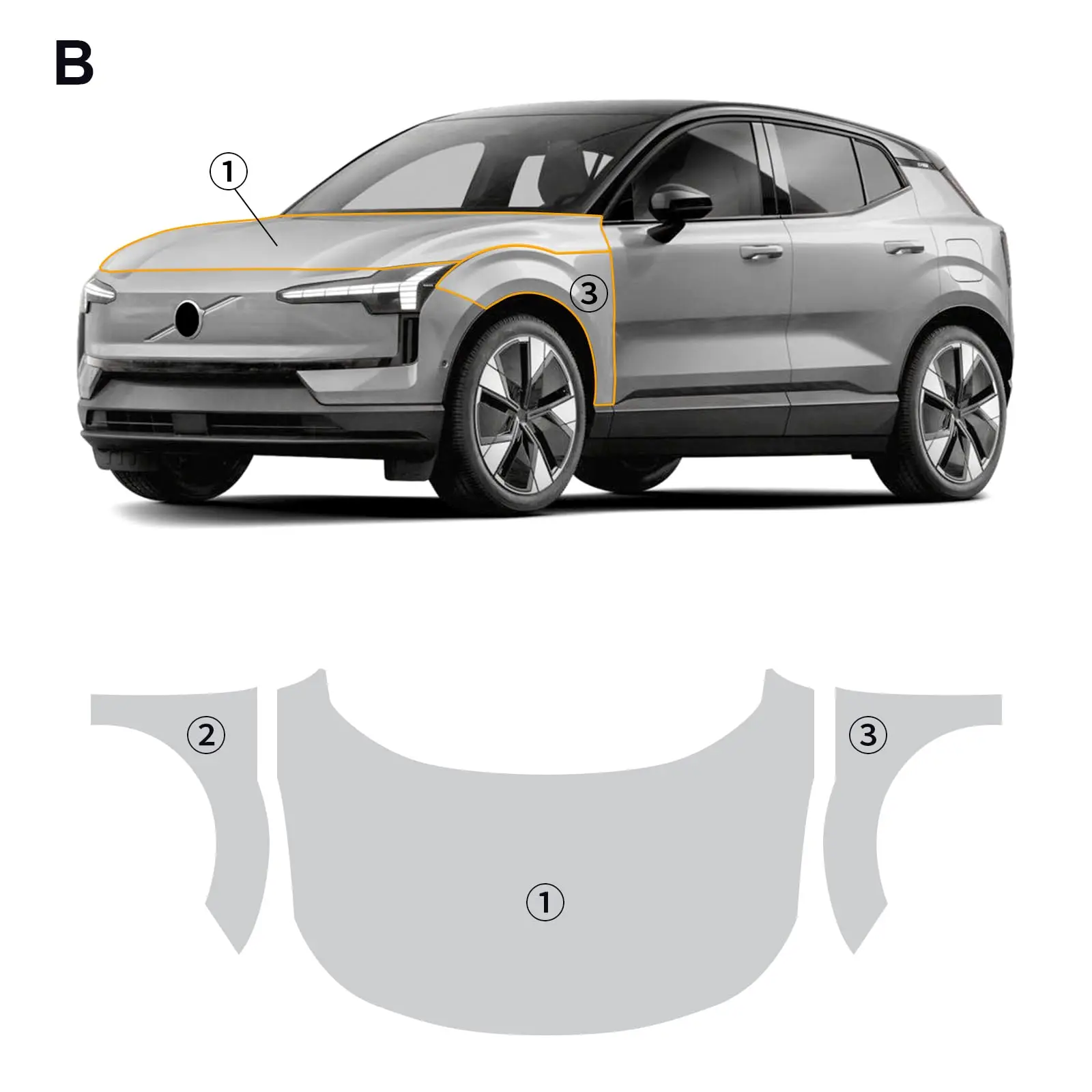 

For Volvo EX30 2023 2024 2025 Car TPU Pre-cut PPF Kit Scratch-resistant Front Bumper Hood Engine Transparent Protective Film
