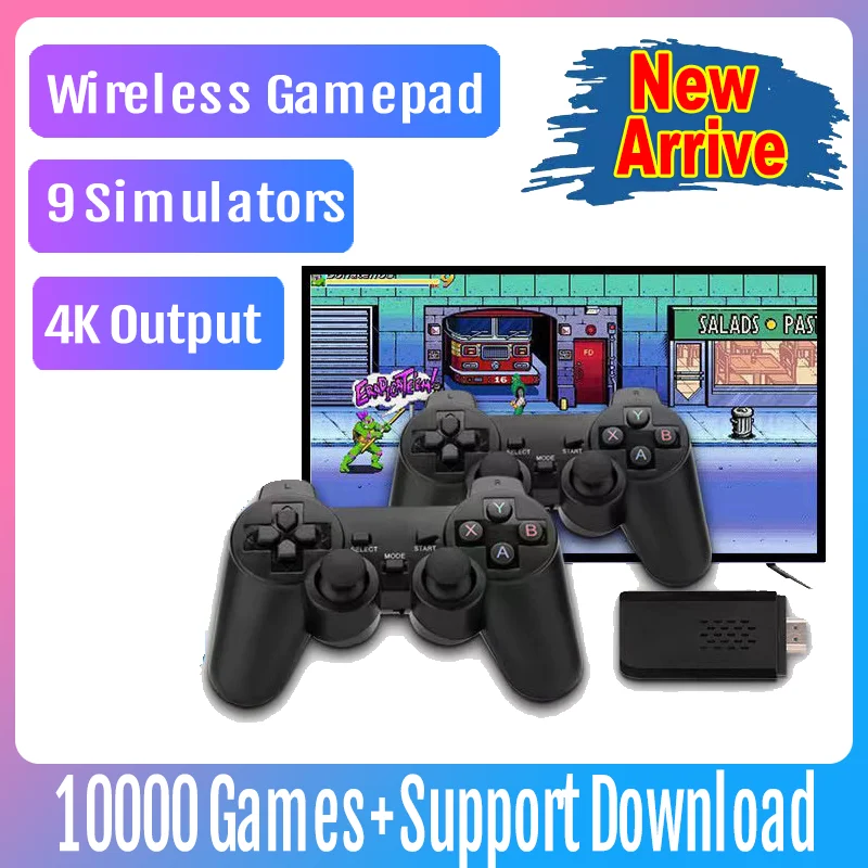 ワイヤレスps1/fc/gba 4k hd用ビデオゲームプレーヤー,レトロTV,2.4ゲーム,10000ゲーム,新規到着