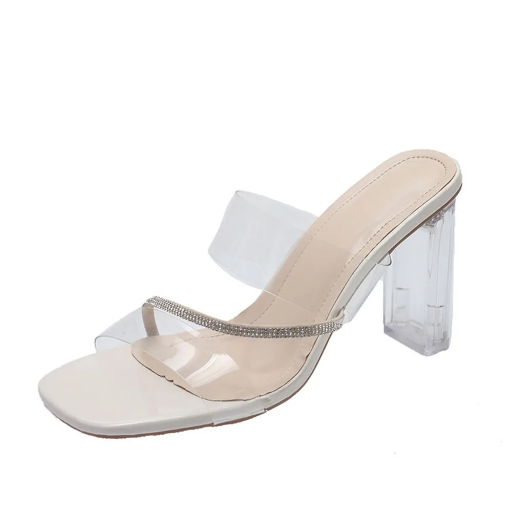 

Fashion Summer Jelly Crystal Slippers Transparent Elegant High Heel Sandals Sexy Open Toe Women's Pumps Lady/Girls