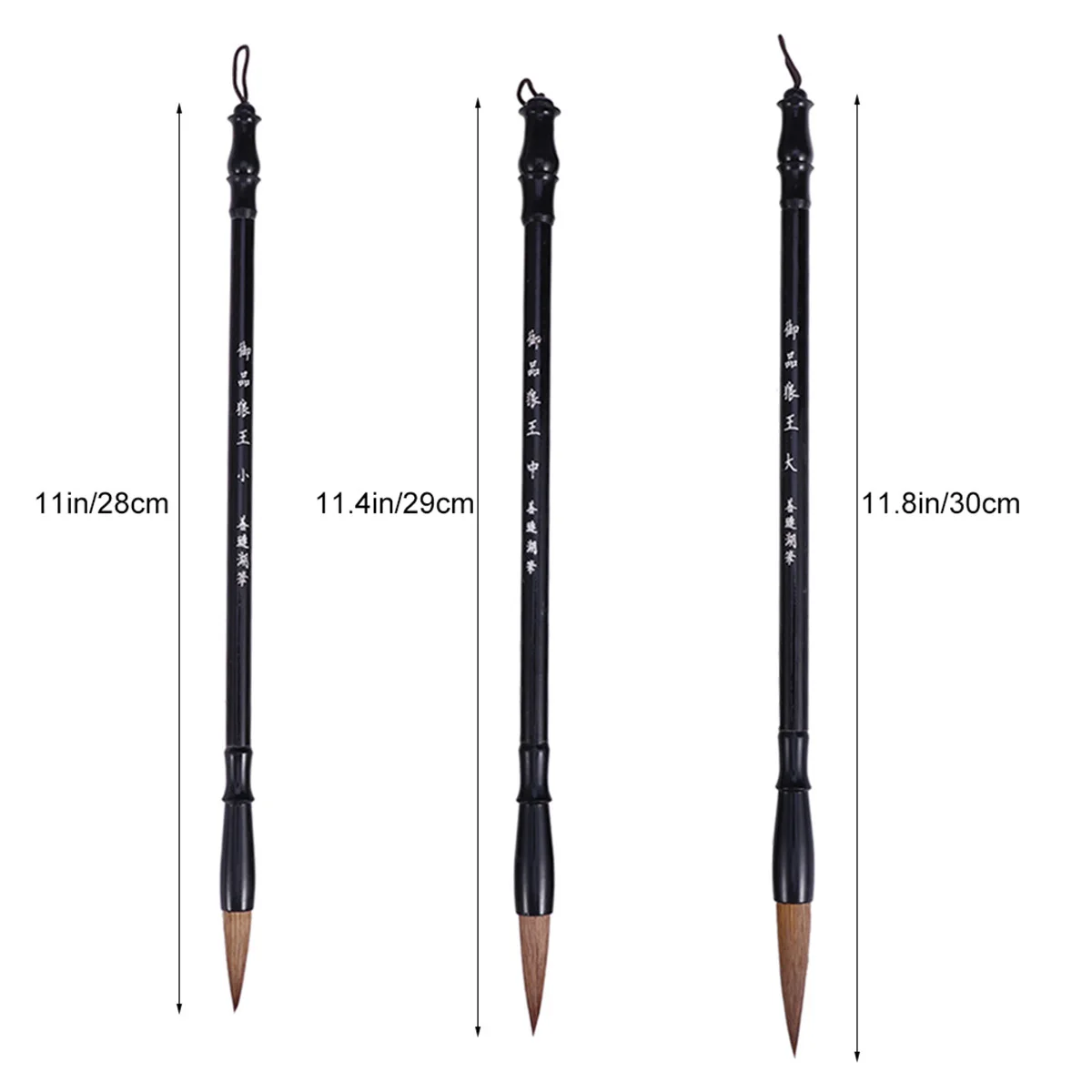 3 Stuks Zwart Haar Kalligrafieborstels 28 Cm 272 Cm 268 Cm Chinese Schrijven Tekening Art Gereedschap Kit Wolf haar Schrijven Borstel