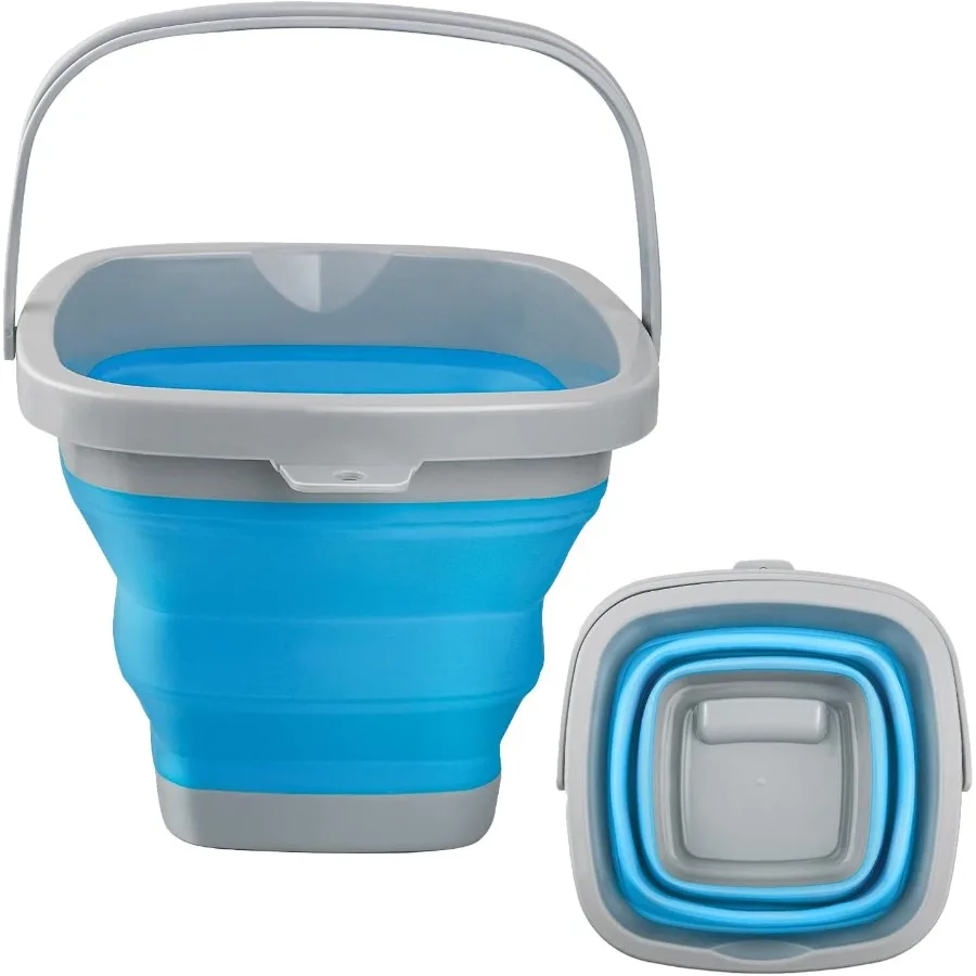 دلو ممسحة قابل للطي ودلو للثلج 5L 1.3 جالون للتنظيف المنزلي من السيليكون مماسح الغبار دلو مستلزمات تنظيف الحمام المحمولة #1