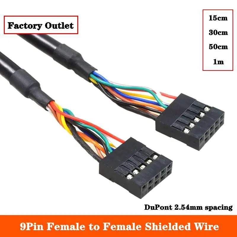 Main Board USB DuPont 9-Pin Female To Female Hole To Hole USB DuPont 9Pin To 9Pin Connection Cable DuPont 2.54mm Spacing