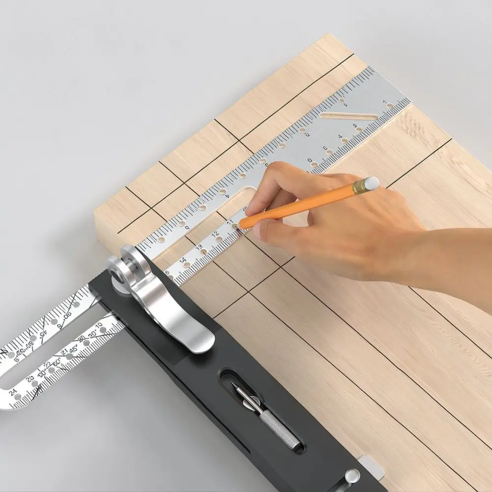 Heavy Duty Woodworking Ruler For For KOSLO Multi Function Scribing Gauge Angle Adjustable Hole Locator Tool