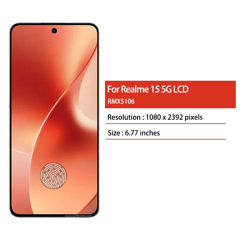 6.77인치 AMOLED Realme 15 5G용 LCD 디스플레이 스크린 터치 디지타이저 어셈블리 교체 부품 (프레임 포함)