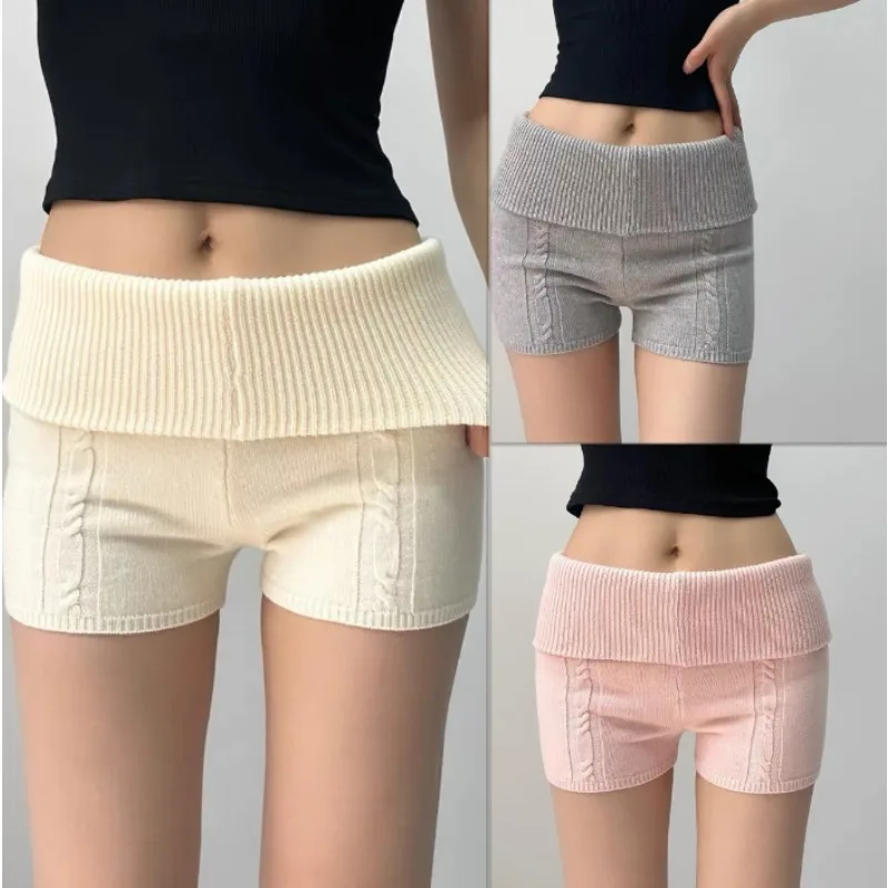 Mode Niedrige Taille Gestrickte Shorts Frauen Eingewickelt Shorts Hause Tragen Nachtwäsche Dünne Elastische Hot Pants