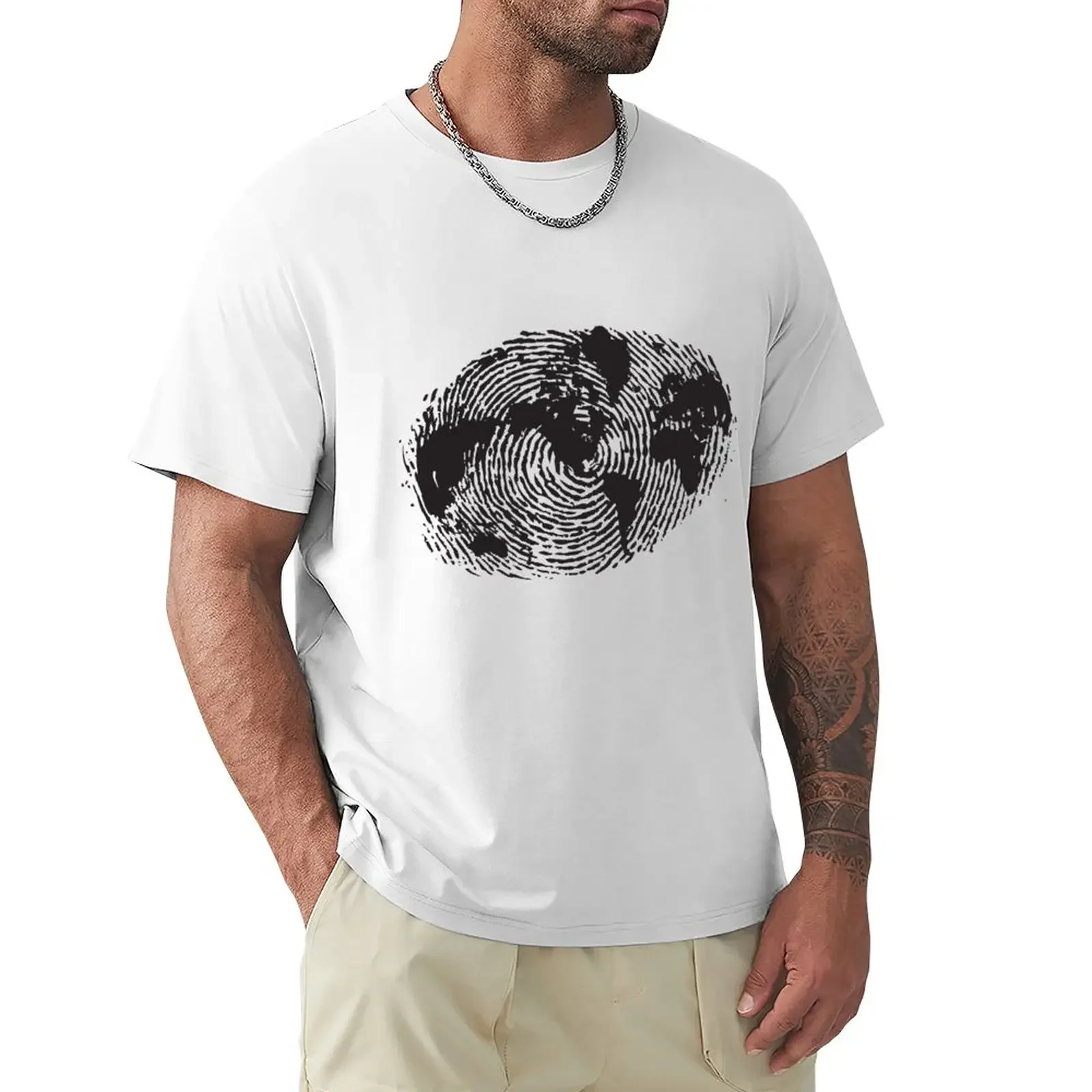 Globe Finger Print T-shirt: One Of A Kind T-Shirt graphics quick-drying sports fans plain white t shirts men