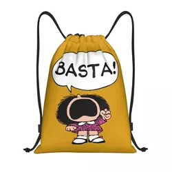 Custom Mafalda Basta Drawstring Backpack Bags Lightweight Quino Argentina Cartoon Gym Sports Sackpack Sacks for Traveling