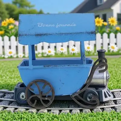 

Vintage Tinplate Trolley Retro Home Decor Craft Ornament Desktop Adornment Photography Props Metal Art Sculpture For Office