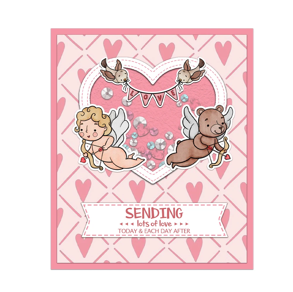 Mangocraft Hearts Arrow Cupid And Bear Clear Stamps Love Valentine's Day DIY Scrapbooking Supplies Silicone Stamp For Card Decor