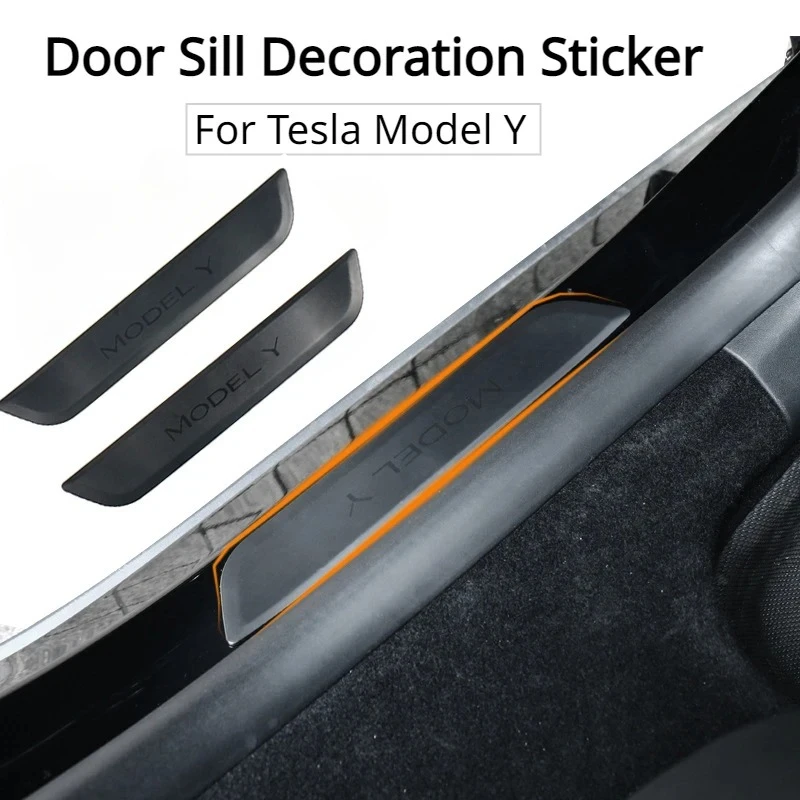 Für Tesla Model 3 Y Juniper Heckklappen-Einstiegsleisten-Dekorationsfolie ABS Willkommens-Pedal-Aufkleber Schutzstreifen Auto-Zubehör – Detail 1