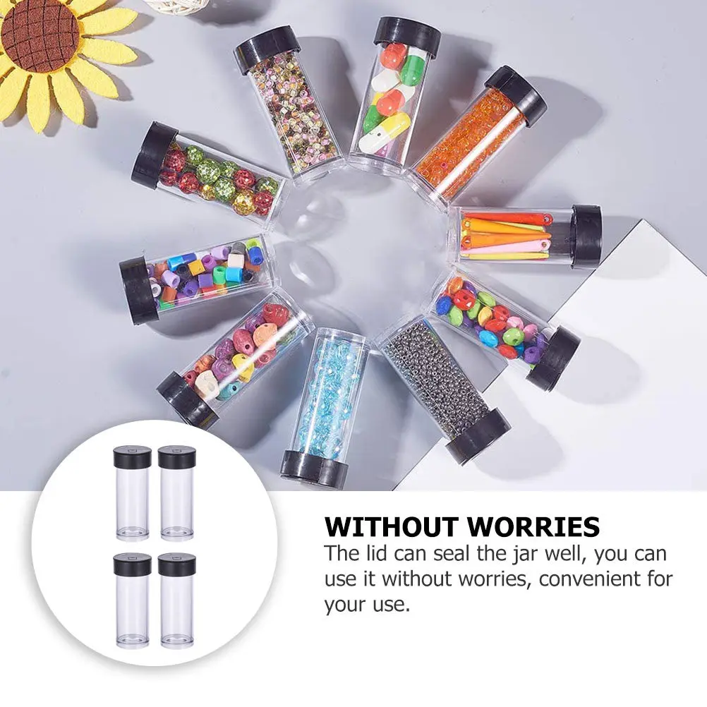 

40 шт. пластиковых контейнеров с черными крышками, маленькие тубы для хранения, емкости для бусин, ударопрочные мини-баночки для мелких предметов