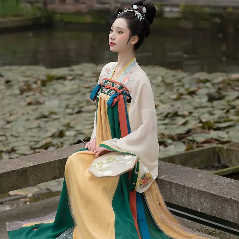 Manto Hanfu para mulheres, roupas tradicionais chinesas, trajes de palco de princesa antiga, tops bordados da dinastia Tang, vestido de fada 6m