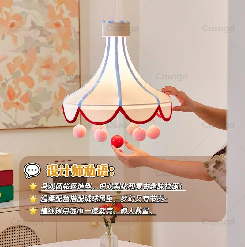 Tent chandelier 2025 new cartoon fabric bedroom light dream children's room lamp