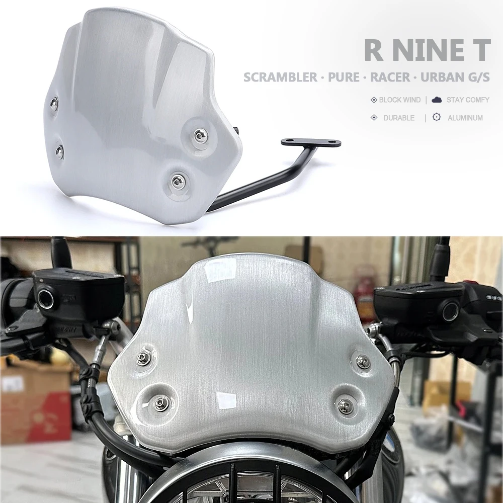 

For BMW R9T RNINET RNINE T Rninet Racer Pure Urban G/S Scrambler Motorcycle Windshield Aluminum Wind Deflector Windscreen