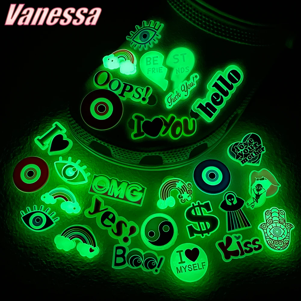 1pcs PVC Luminous Shoe Charms for Clog Accessories Glowing Shoe Decorations Pins for Clog Garden Sandals Women DIY Favor Gifts